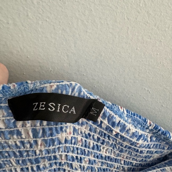 Strapless Blue and White Floral Maxi Sundress - Picture 6 of 7